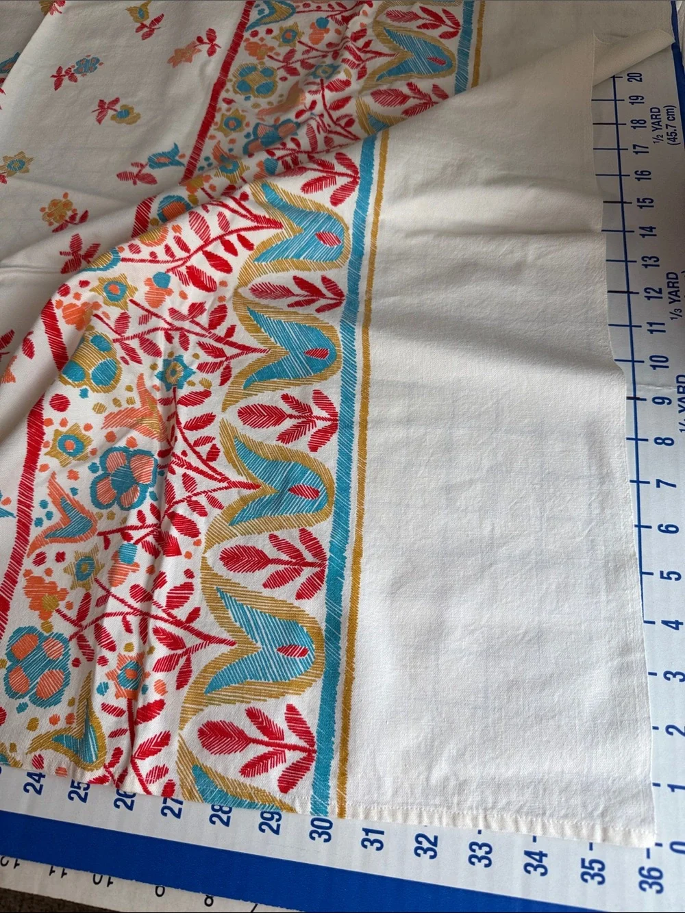 Vintage Mid Century Modern Cotton Tablecloth 58x43 Scandinavian Folk Floral